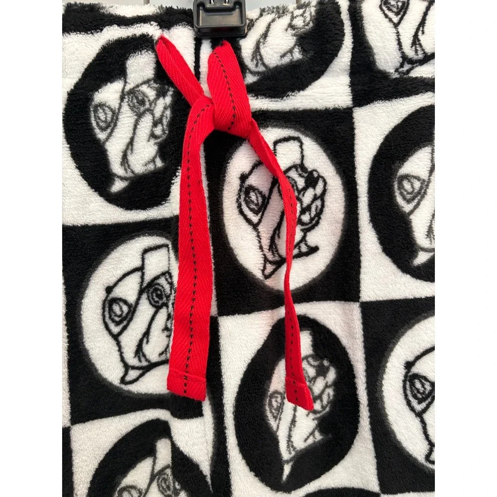 Buc-ee's Checkered Fleece Pajama Pants Women Medium Black White Mascot